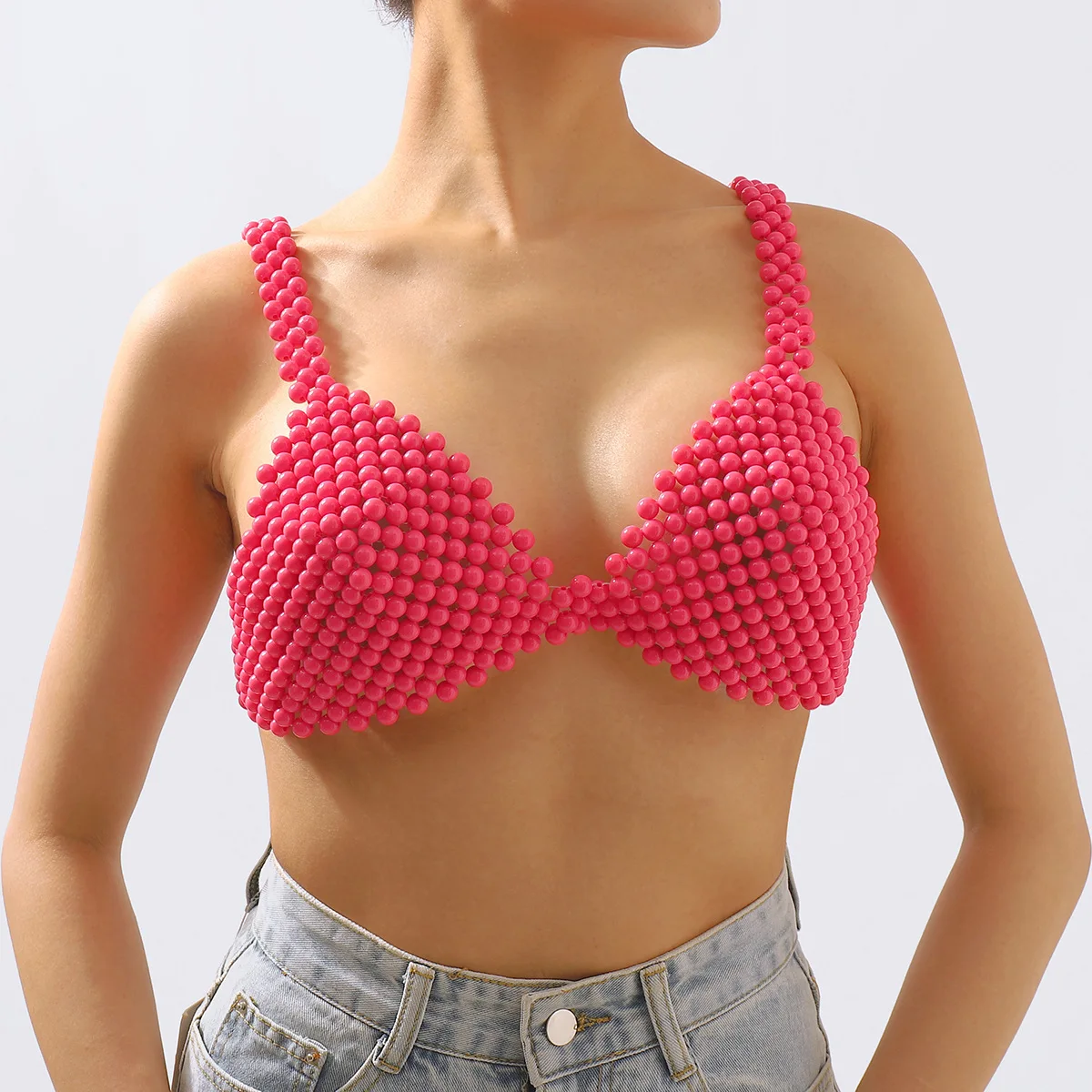 

European and American exaggerated sexy suspender style suspender fashion retro creative bead novel personality chest accessory