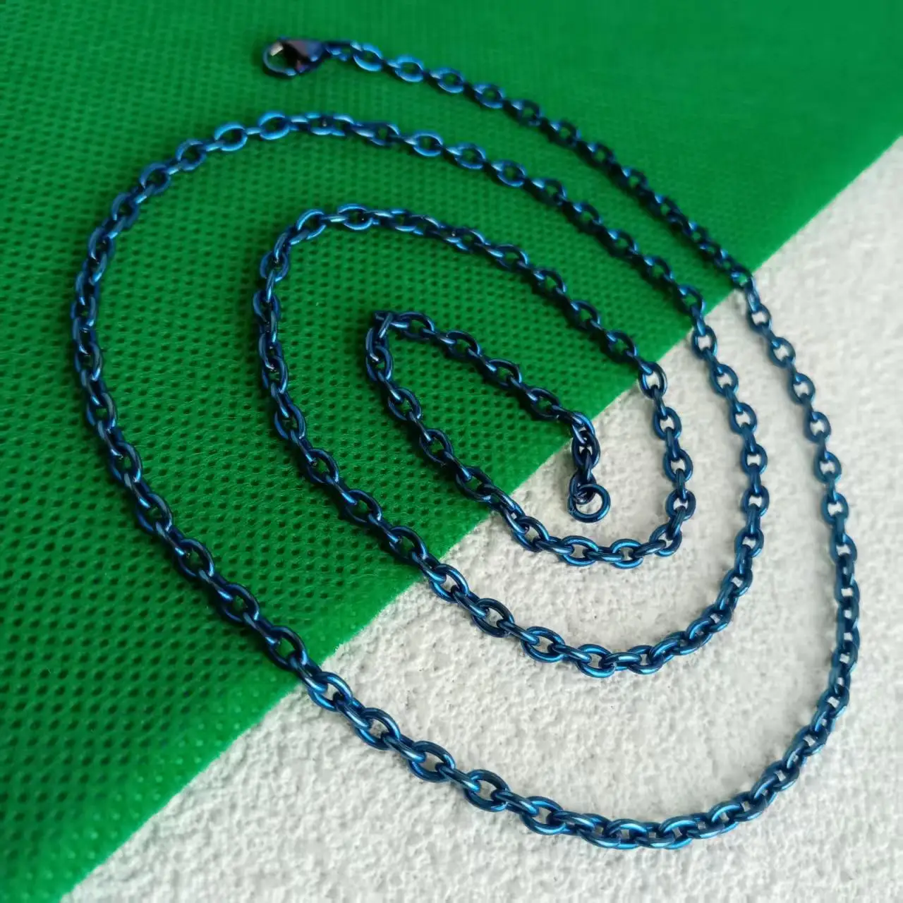 3.5mm pure titanium blue round O-chain necklace, men's and women's hypoallergenic lightweight jewelry