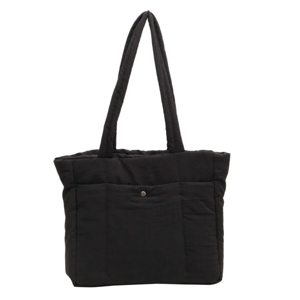 

Solid Color Lady Laptop Handbags Fashion Large Capacity Puffer Shoulder Bag Top Handle Soft Cotton Women Cloud Tote Bag