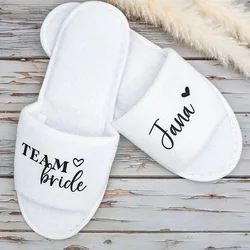 Personalized Wedding Slippers Bridesmaid Gift Disposable Open Toe Slippers Bachelorette Party Spa Soft Covered Toe Slippers