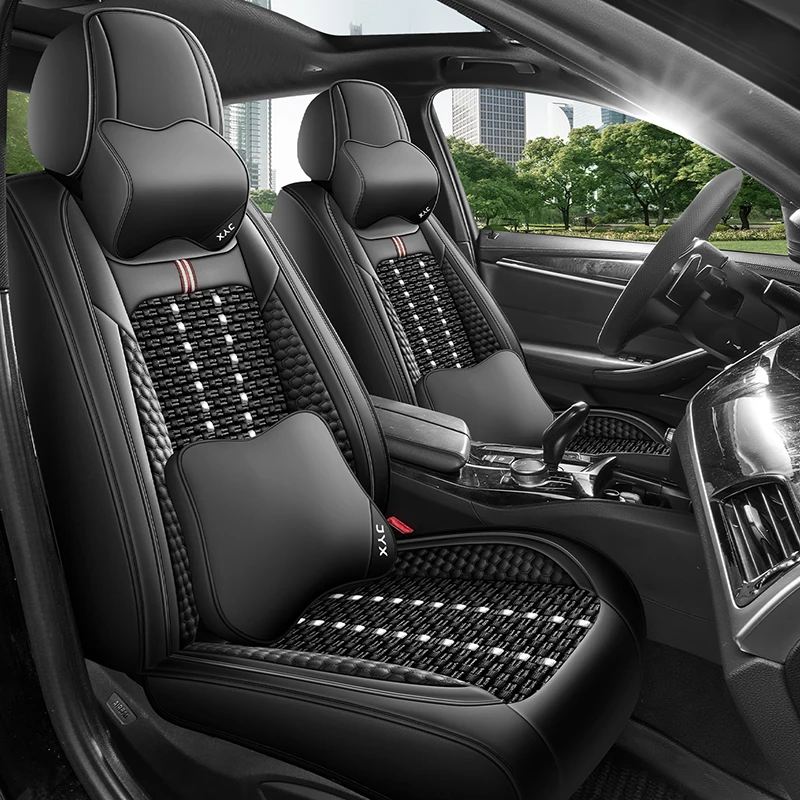 Ice silk material front two-seat car seat covers, classic color options available, suitable for most models