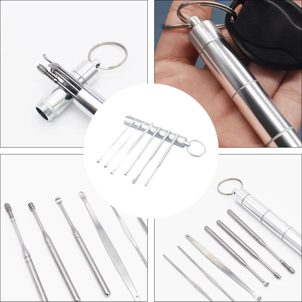 

1Set Ear Scoop Set Stainless Steel Spiral Tool Portable Earwax Remover Ear Pick Cleaner Safe Effective Earwax Cleaning Kit