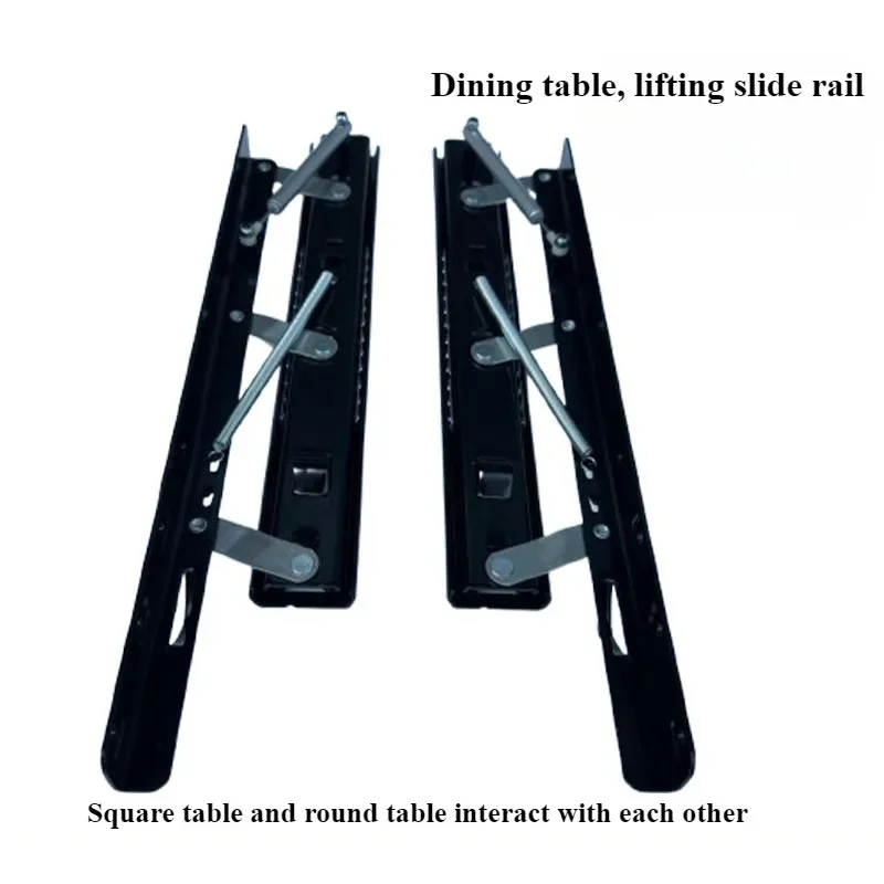 A Pair of Dining Tables with Telescopic Lifting Rails Square Table To Round Table Guide Rails Folding Hardware Accessories