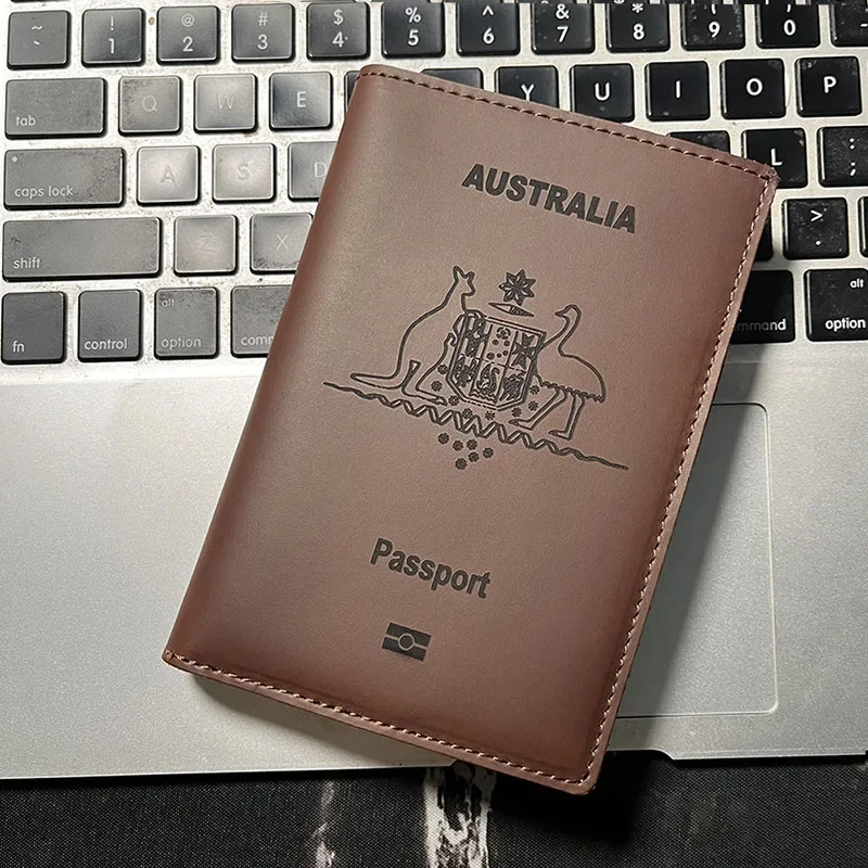 Spersonalizowany portfel na paszport australijski Skóra bydlęca Australijskie okładki na paszport Portfel podróżny Pełne skórzane akcesoria podróżne