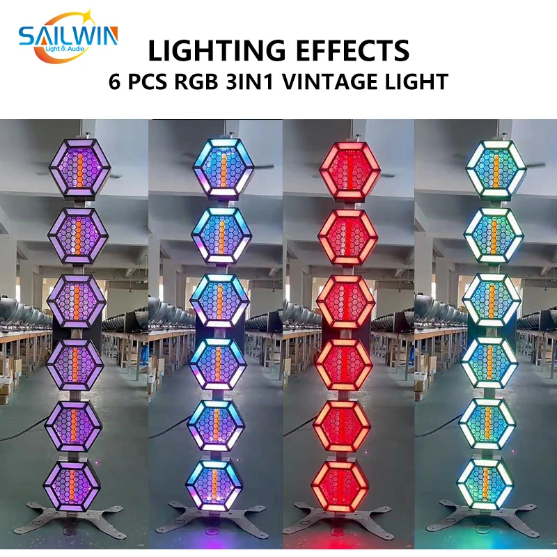 Sailwin 6PCS Pixel RGB 3in1 Vintage Light blinder light strobe light matrix light stage Background Effect with Base stand