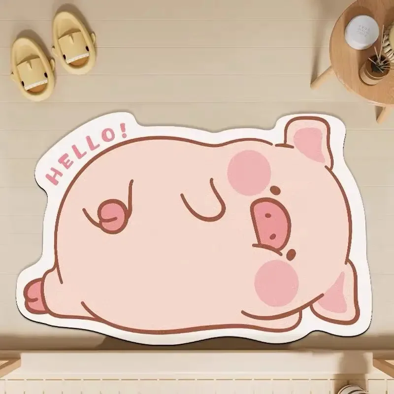 VIKAMA Lulu Pig Silicate Mud Bath Mat, Highly Absorbent, Quick-Drying And Anti-Slip Foot Mat, Suitable For Bathroom Floor.