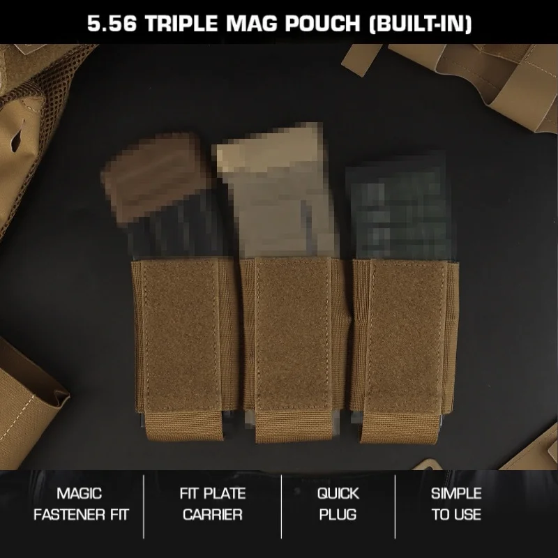 

Triple 7.62 Magazine Pouch (Built-In) | MOLLE Compatible Rifle Mag Holder | For Wilderness Exploration Equipment
