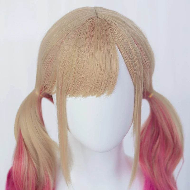 Anime Wig Dressing Doll Falling in Love Cosplay Kita River Haimun Cat Lady Long Curly Hair Blonde Pink Gradient Wig