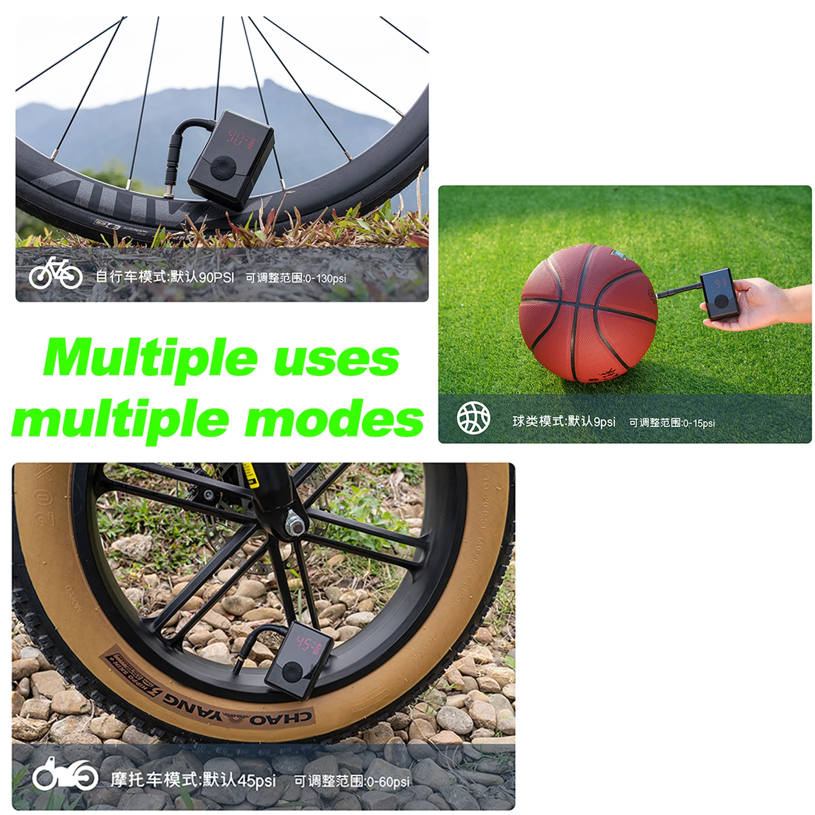 

130 PSI Portable Pocket Bike Electric Air Pump With Digital Pressure MINI Fast Rechargeable Compressor Tire Inflator