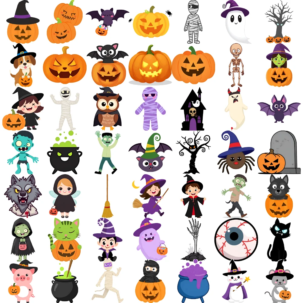 

54pcs Temporary Tattoo Halloween Graphics Cartoon Pumpkin Faces Temporary Tattoo Stickers For Boys Cheeks Children
