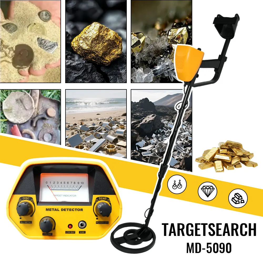 

MD5090 Underground Gold Metal Detector Finder Objects Buried Search Treasure Hunting Material Check Equipment