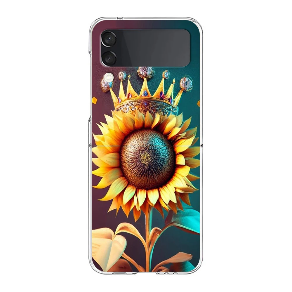 Жесткий поликарбонатный чехол Sunflower для телефона Samsung Galaxy Z Flip 5 4 3, Прозрачный чехол для Galaxy Z Flip 6, складные противоударные Чехлы, сумка