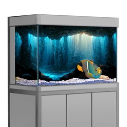 Pegatina de fondo de Acuario, papel tapiz de impresión HD de piedra de cueva subacuática, decoraciones de fondo de tanque de peces, póster de paisaje de PVC