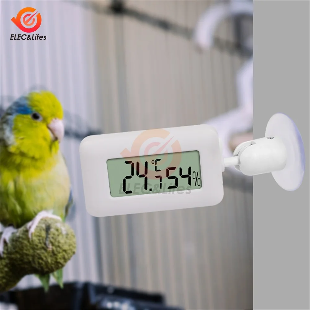 Mini Digital Reptile Thermometer 360 Degree Rotating Luminous Suction Cup Hygrometer For Lizards Snakes Spiders With Suction Cup