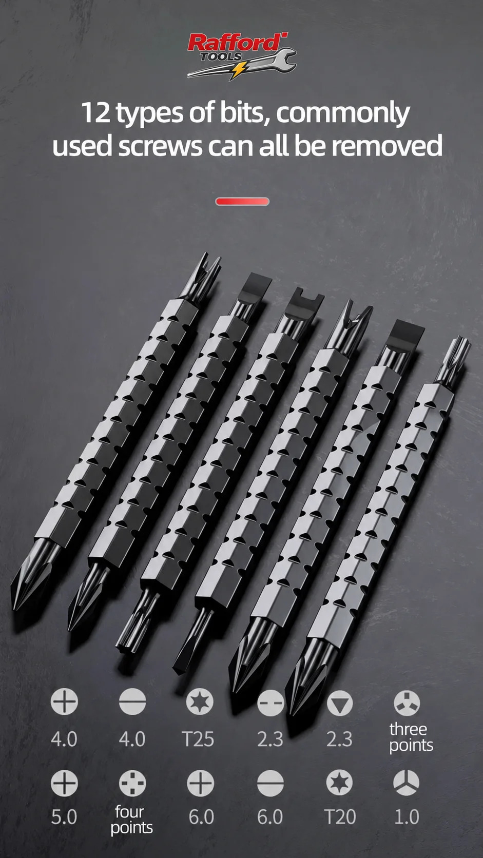 13-in-1 Präzisions-Ratschenschraubendreher-Set, Kreuz-/Schlitz-/Pflaumenblüten-Bits, CR-V Magnetisch, Verstellbarer Doppelkopf – Detail 5