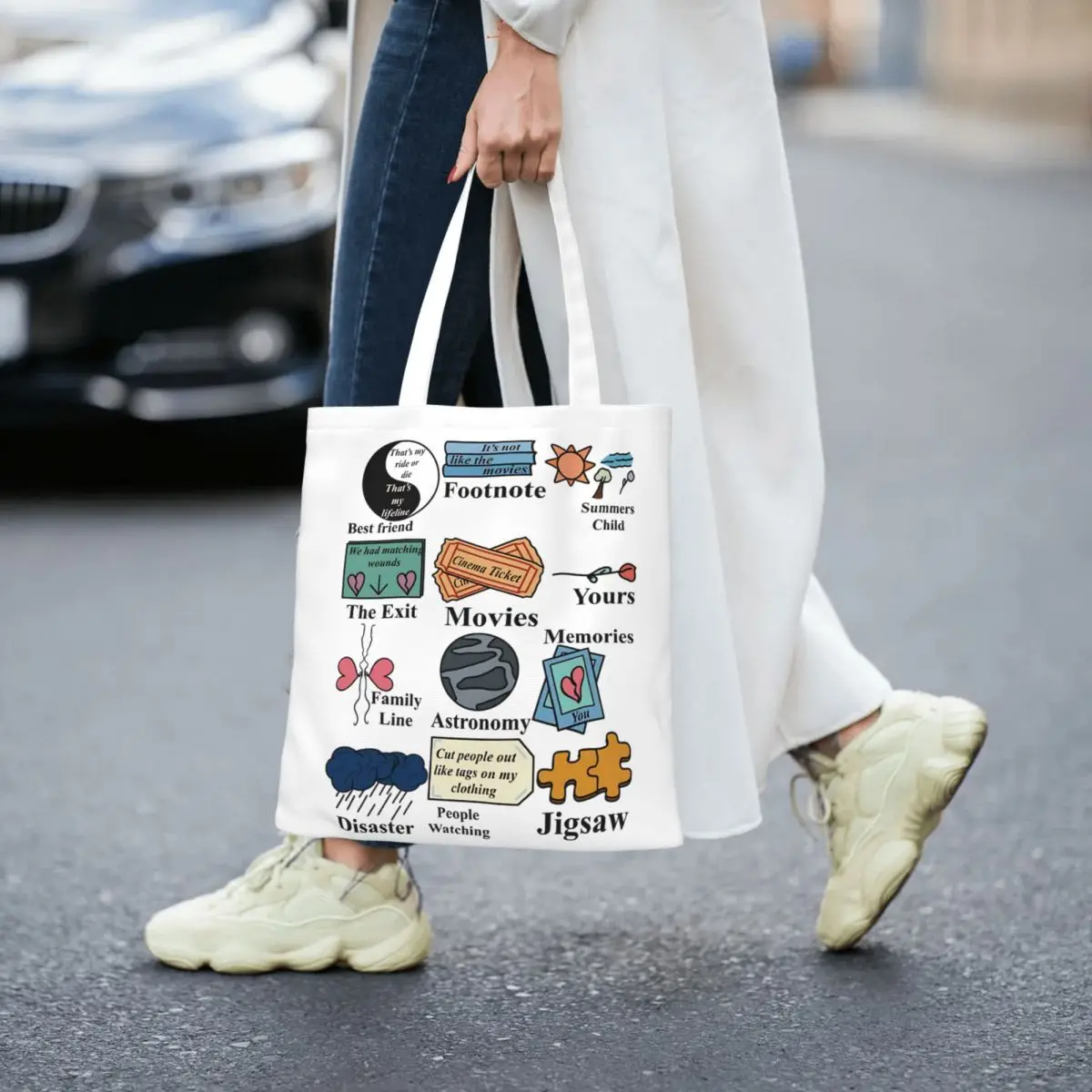 كونان ألبوم رمادي حمل الحقائب حقيبة يد نسائية قماش حقيبة كتف الطالب حقيبة تسوق مطبوعة