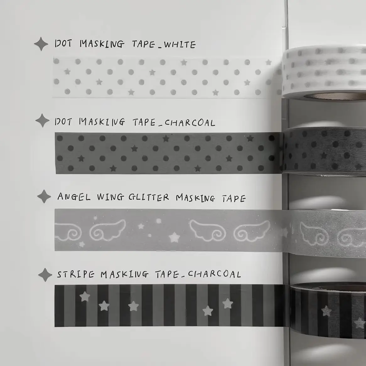 Koreanisches Ins-Style Niedliches Punkte-Stern-Zahnmuster Washi-Tape DIY-Schreibwaren für Scrapbook, Journal, Planer, Collage-Deko – Detail 10