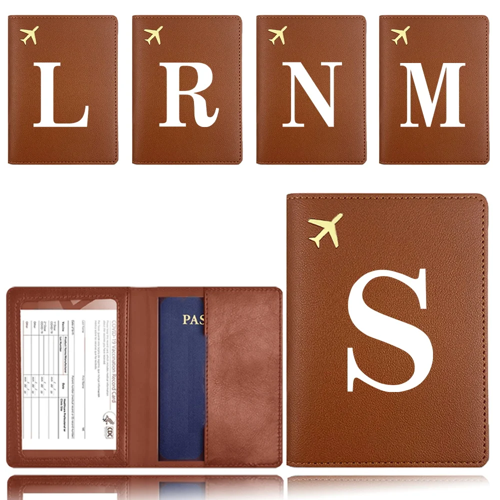 

Passport Organizer Waterproof Passport Holder RFID-Blocking Container Passport Business Card Storage Case White Letter Pattern