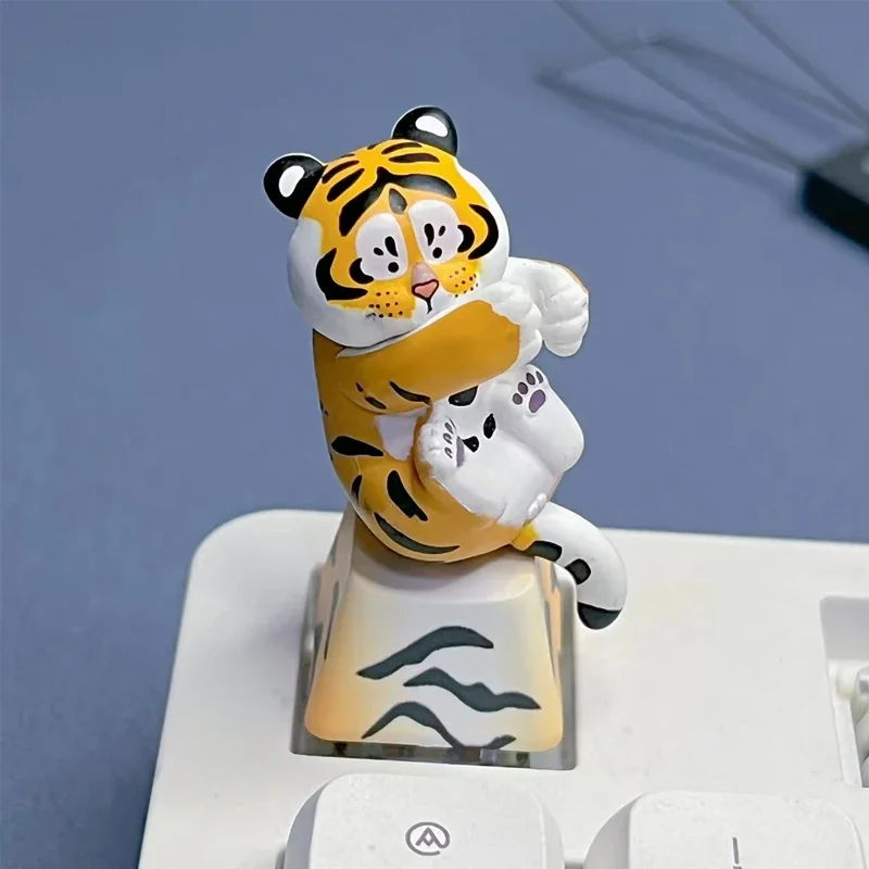 Cute 3D Cartoon Tiger Keycaps For Boys Gift Customization Game Mechanical Keyboard PBT R4 ESC Keycaps