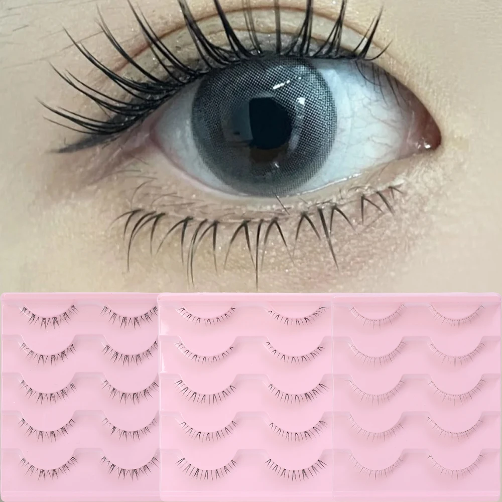 5 Pairs Lower Eyelashes Under Eye Lashes Soft Lower Eyelashes Clear Band Manga Bottom Lashes Natural Lashes Korean Makeup Tools