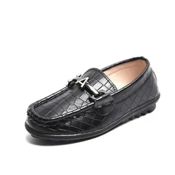 Boys Versatile Moccasin Shoes Glossy Summer New 2023 Solid Black Party Loafers Kid Boys Girls Soft Slip On Dress Flat Shoes