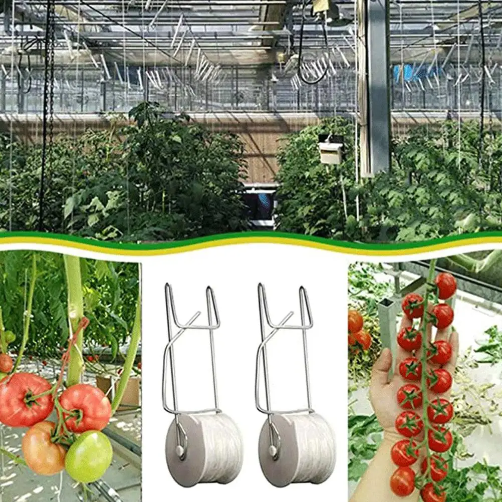 

10Pcs Tomato Trellis Roller Hooks Tomato Support Hooks with 15M String Plant Cages Supports Roller Hook for Plant Fruit