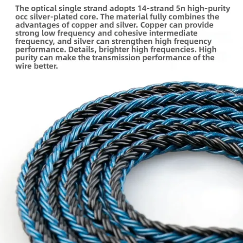 Imagen 2 del producto KBEAR ST16 16 núcleos 5N cable de actualización plateado de cobre de un solo cristal enchufes chapados en oro en cable de auriculares de 2,5/3,5/4,4 MM