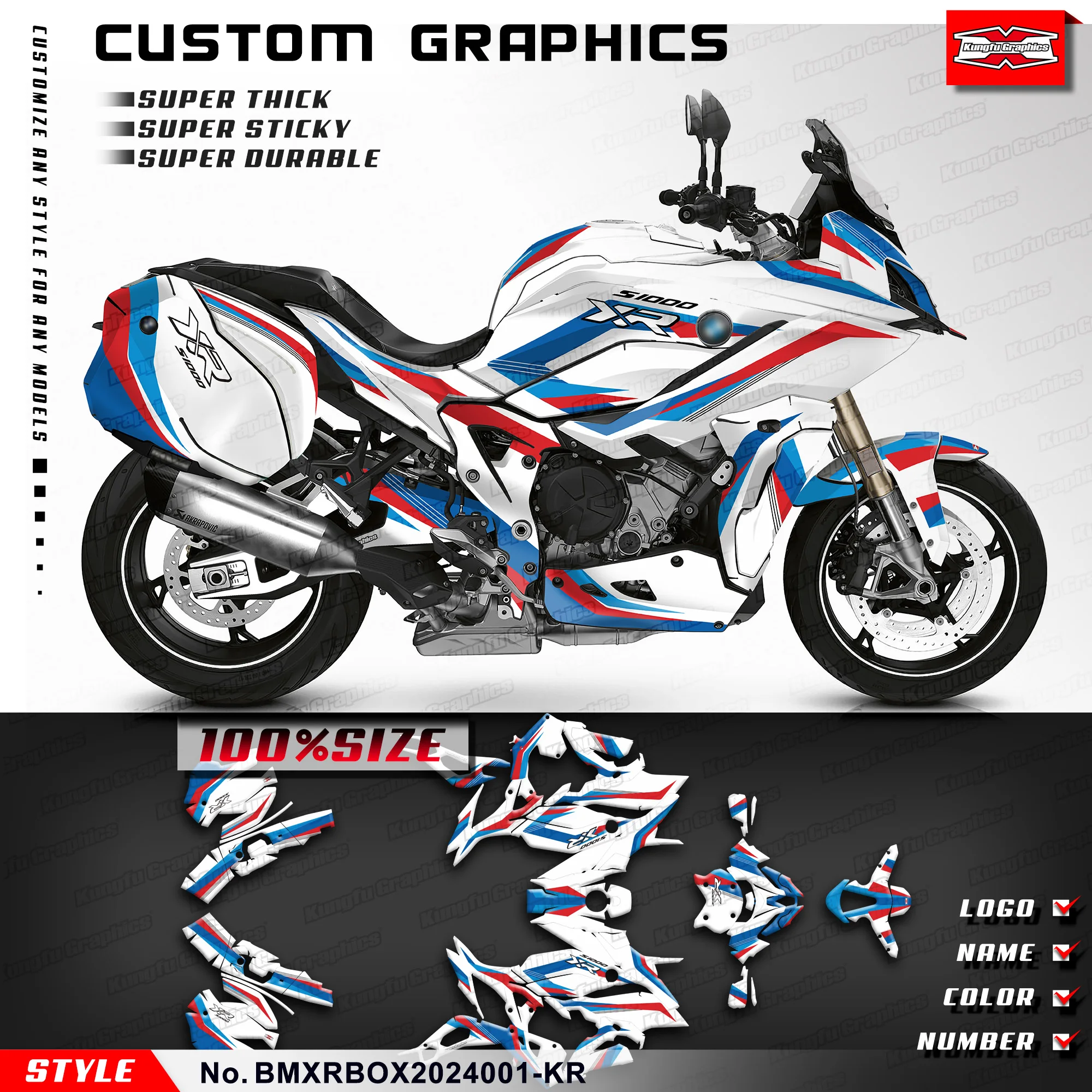 

KUNGFU GRAPHICS Motorcycle Decals Sports Stickers Full Wraps Kit for BMW S 1000 XR S1000XR 2020 2021 2022 2023 2024