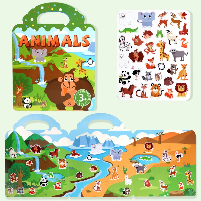 1-boek Jelly-stickerboek Rustig boek DIY-plezier voor kinderscènestickers Herhaaldelijk plakken puzzelstickerboek
