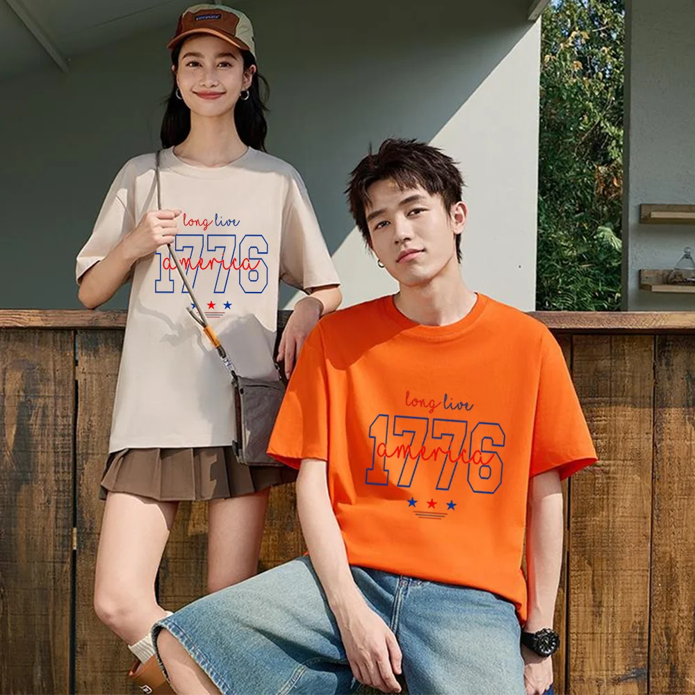1776 Long Live America Printed T Shirt Breathable Fabric S-XXL Personalized Custom Casual Short Sleeve Tee Unisex Fit Aesthetic