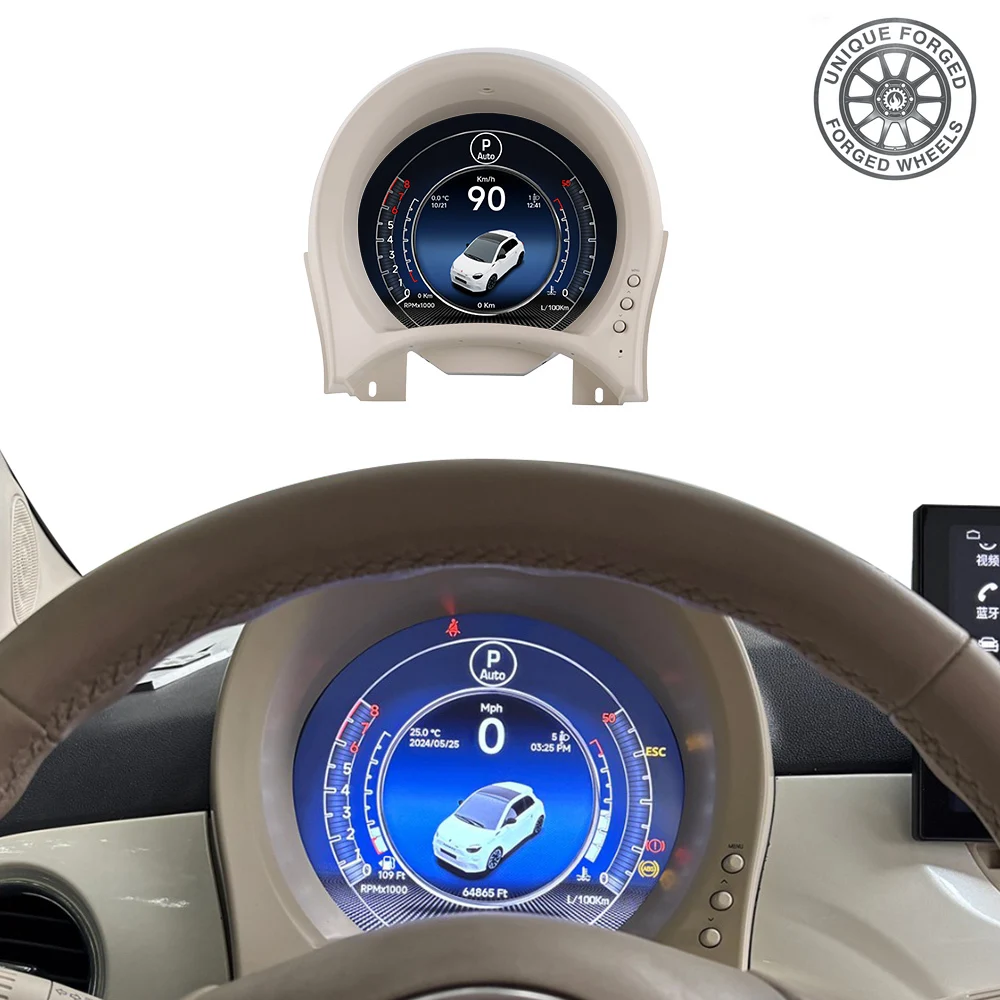 

ЖК-панель приборов Foforfor для Fiat 500 2007-2024: ЖК-дисплей приборной панели, Plug and Play, виртуальный цифровой кластер, одометр, цифровая приборная панель