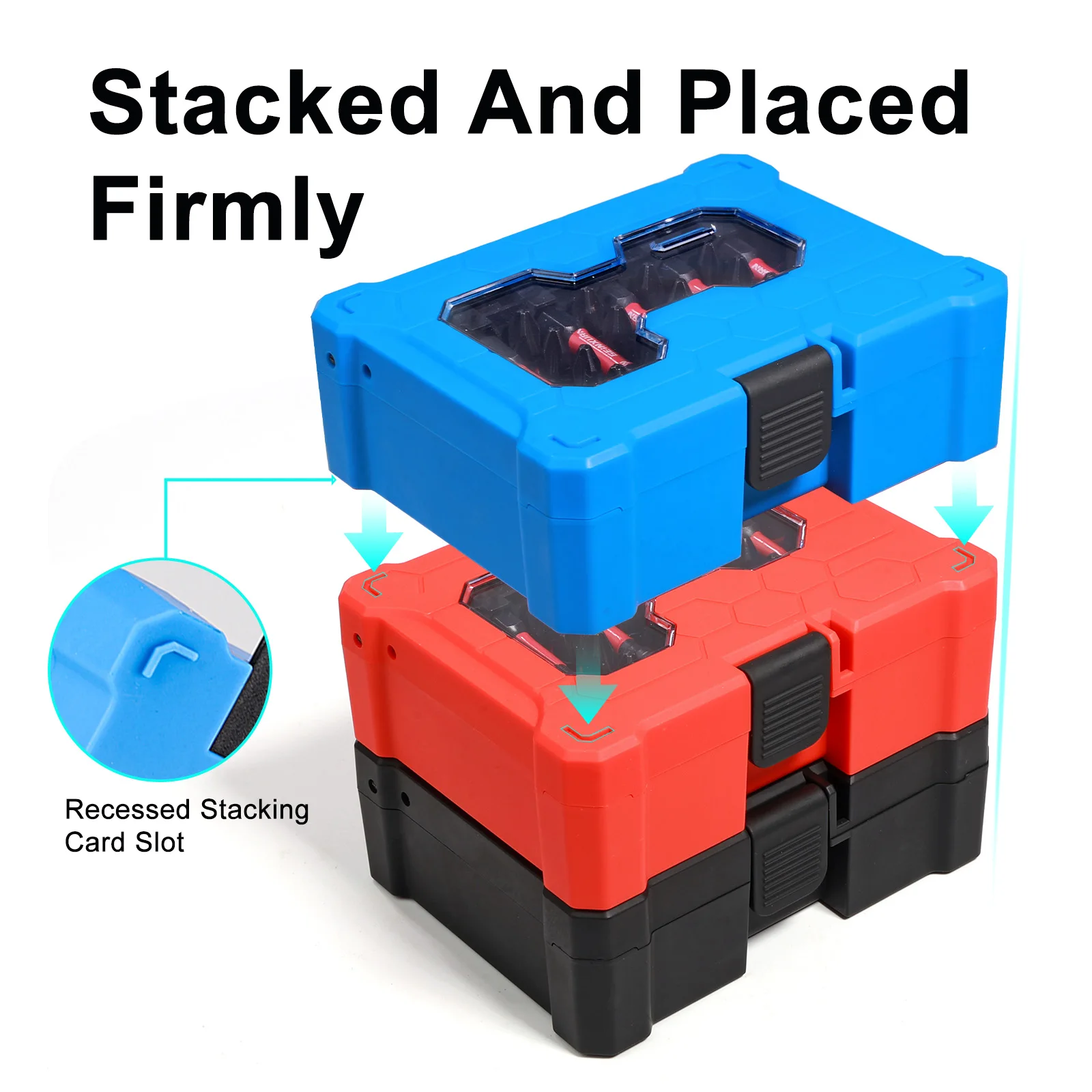 Geinxurn Box Packaged Hex Screwdriver Bit Set(BLACK/BLUE/RED), S2 Steel Impact Magnetic Power Bit with Impact Bit Holder