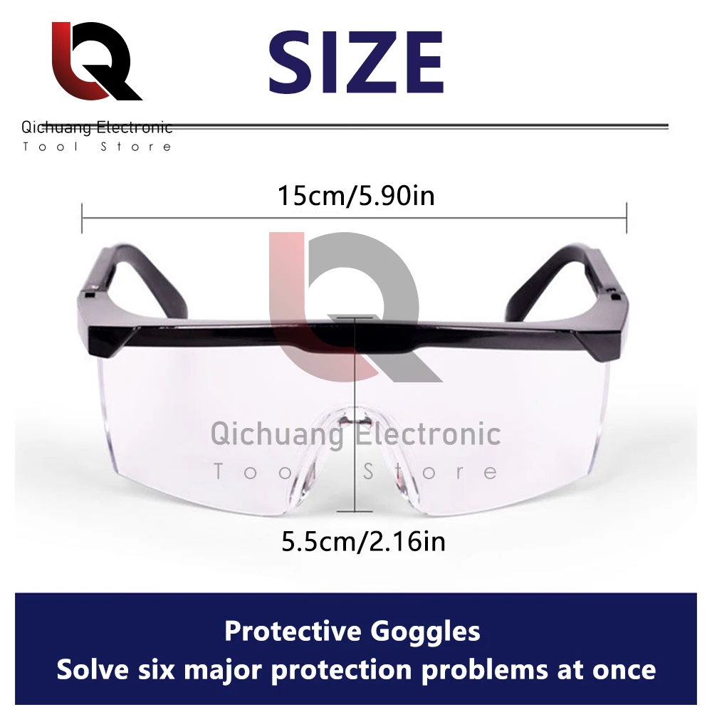 Lunettes de sécurité protection télescopique travail Anti-poussière Anti-Fog Antisand coupe-vent Impact Splash Transparent Lunettes de protection des yeux