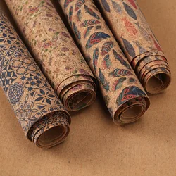 100x138cm Cork Printed PU Leather Fabric DIY Sewing Accessories Colored Oak Soft Cloth Leather Home Sofa Car Decoration Material