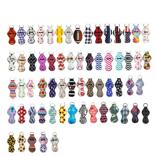1PCS Neoprene Chapstick Holders Softball Lip Balm Keychain Case Baseball Key Keychain Keyring bag Party Favors AliExpress