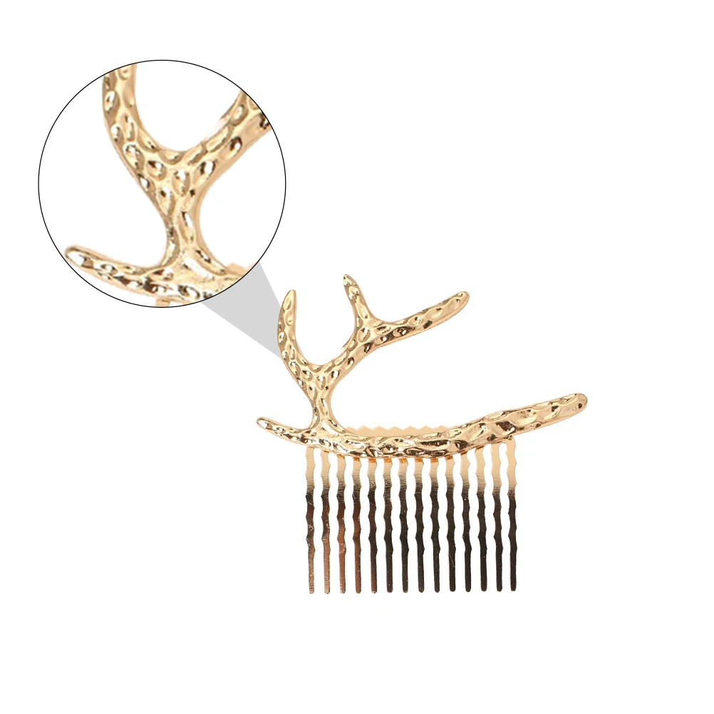 

4pcs Alloy Antler Hair Comb Lightweight Durable Christmas Decor Festival Retro Woman Headdress Vintage Hair Accessories For
