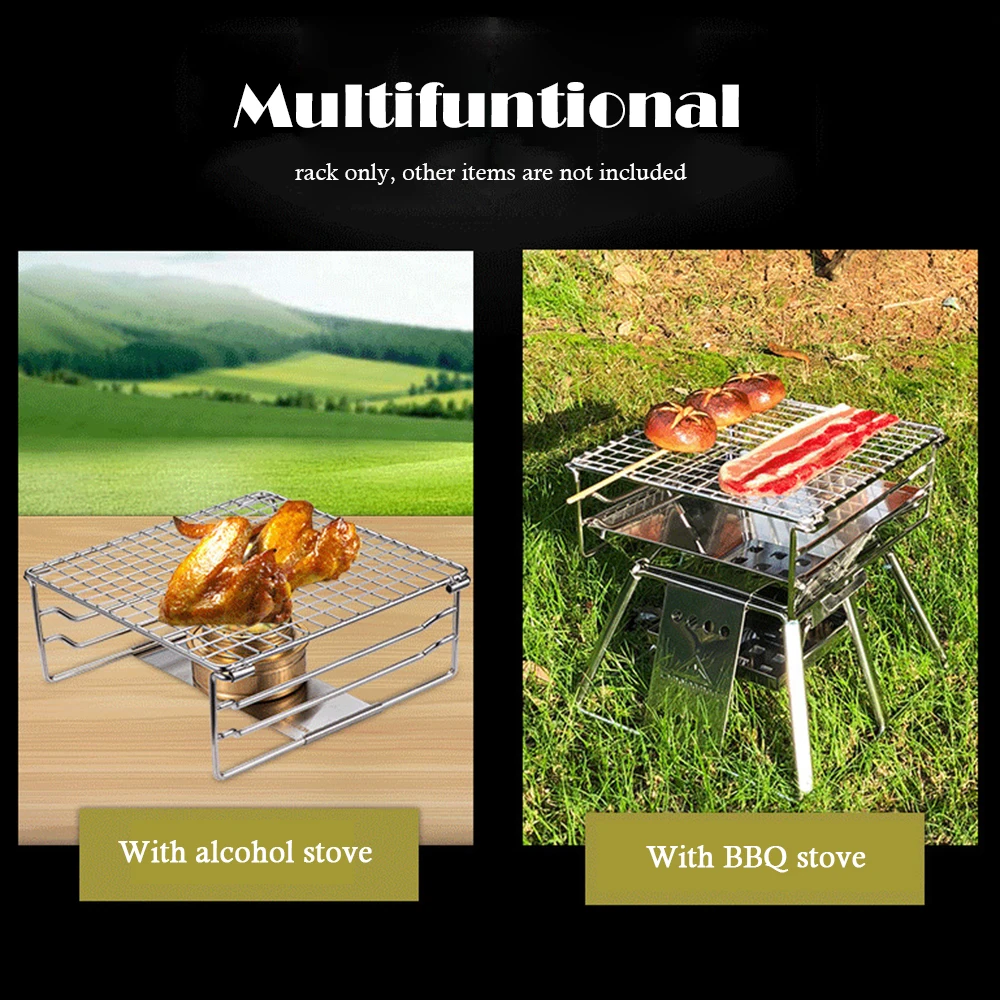 Mini Grill Rack Folding Stove Grill Support Holder Heating Bracket with Supporting Plate