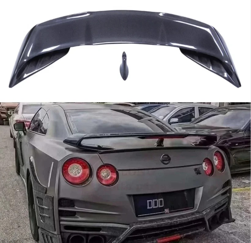 Carbon Fiber Rear Top Roof Wing Lip Diffuser Tail Trunk Spoiler For Nissan GTR GT-R R35 2008-2024 VARIS STYLE