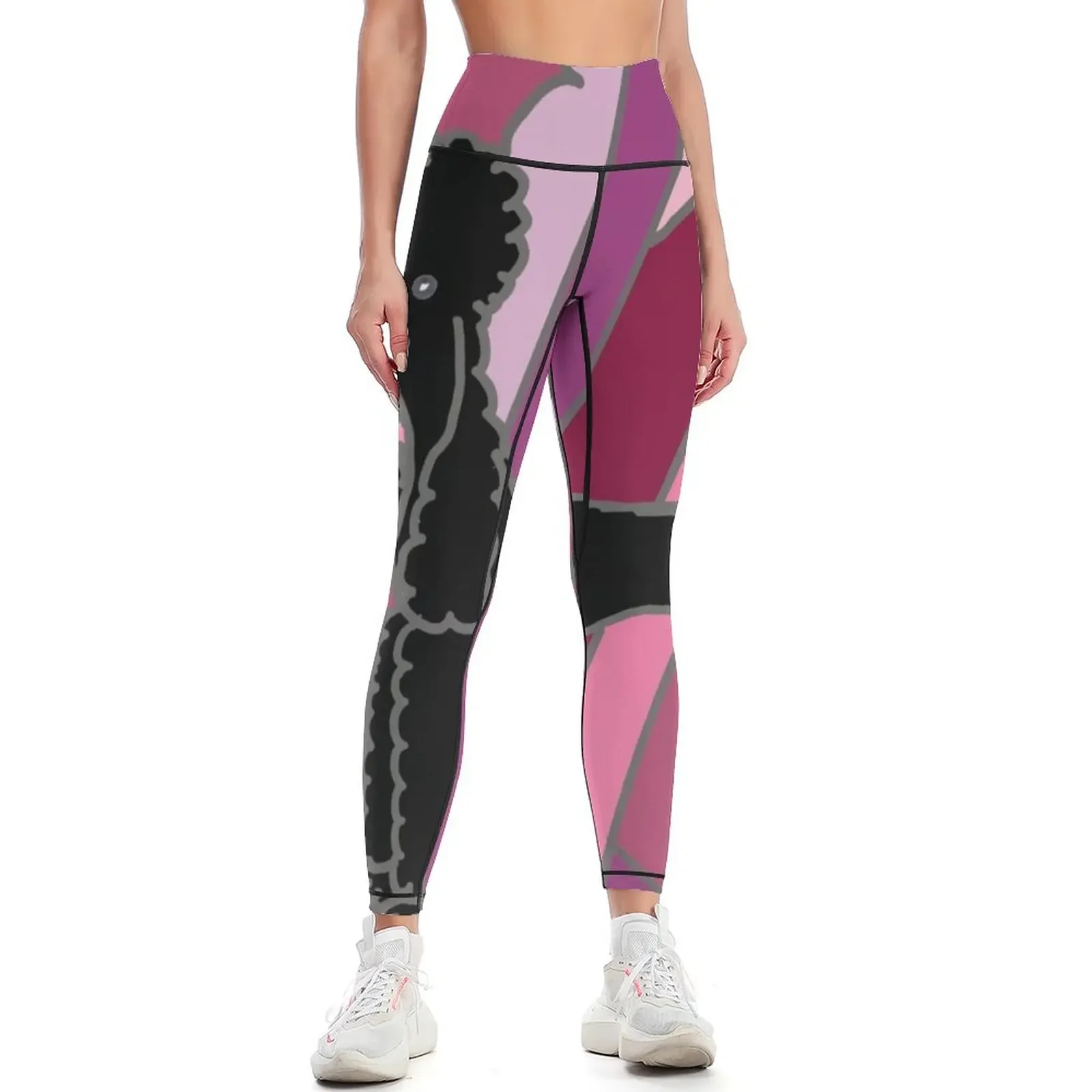 Cool Funky Black Poodle Abstract Art Leggings joggers for Women's fitness Women's gym Sports pants for Womens Leggings