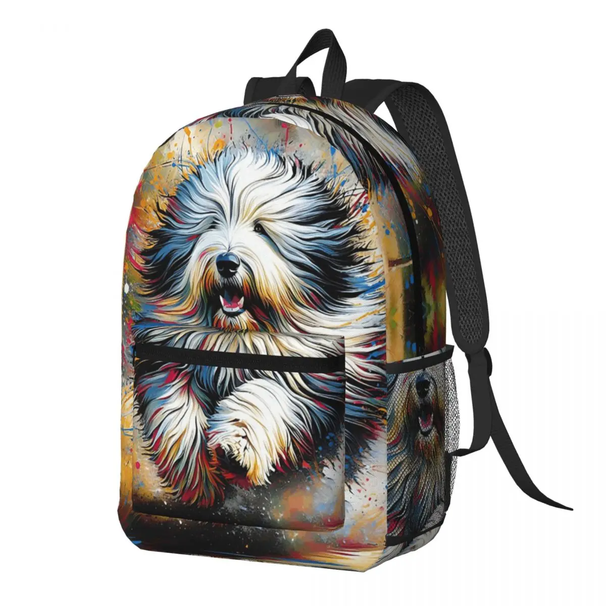 

Old English Sheepdog Dog Portrait Acrylic Art Backpack Daypack Large Capacity BookBag School Bag Shoulder Bags for Men Women