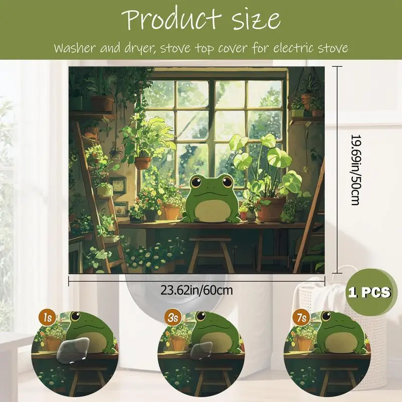 VIKAMA Japanese Healing Cartoon Frog Washer Dryer Protector Pad Water Absorbent Anti Slip Kitchen Countertop Decor Dust Mat