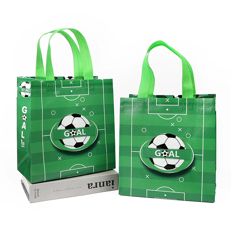 5 Stück Fußball Vlies Geschenk Tragetaschen für Kinder Jungen Geburtstag Babyparty Party Dekor Sport Thema wiederverwendbare Einkaufstasche Zubehör