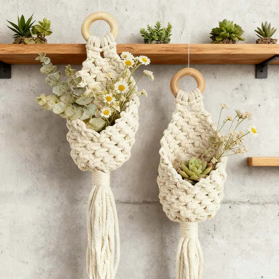 1/2pc Macrame Plant Hanger Tapestry Wall Hanging Planter Basket Flower Pot Holder For Bedroom Living Room Home Decor