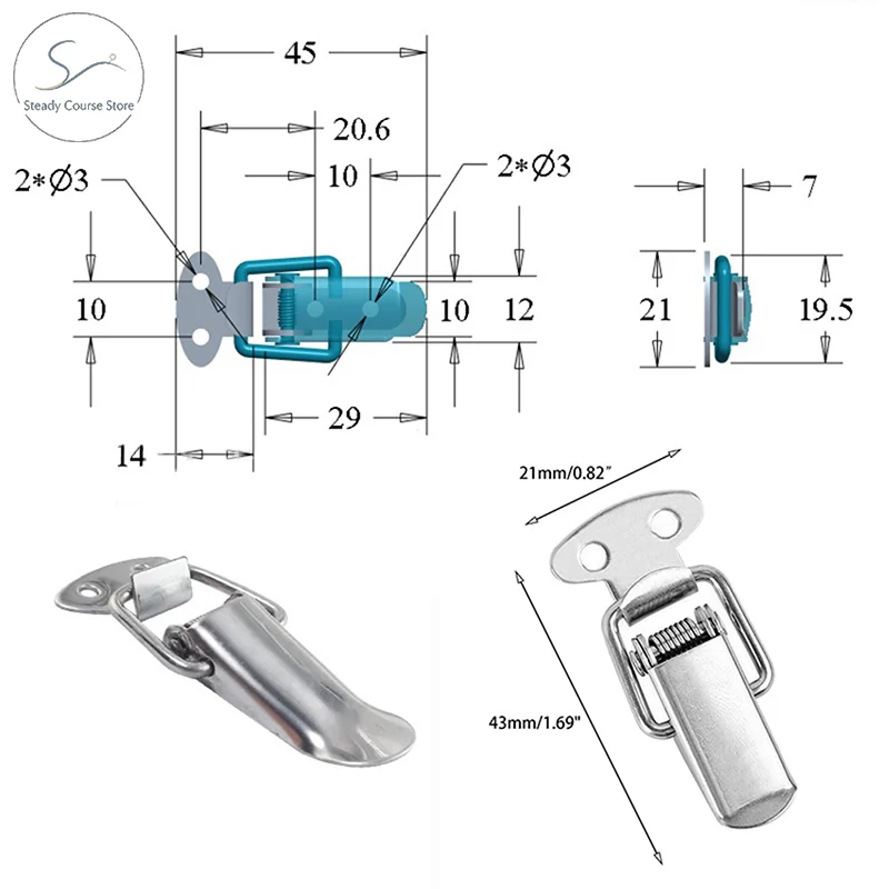 4 Pcs Stainless Steel Vintage Duck-Mouth Buckle Mini Lock Toggle Hasp Latch Catch Clamp for Suitcase Case Gift & DIY Craft
