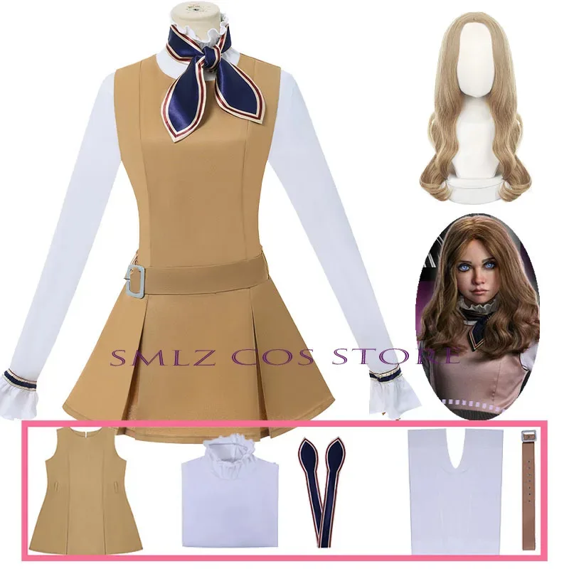 

Movie S2 Megan Cosplay Costume Horror Film Heroine Uniform Surprise Birthday Party Clothing Gifts for Girls Woman Teenagers