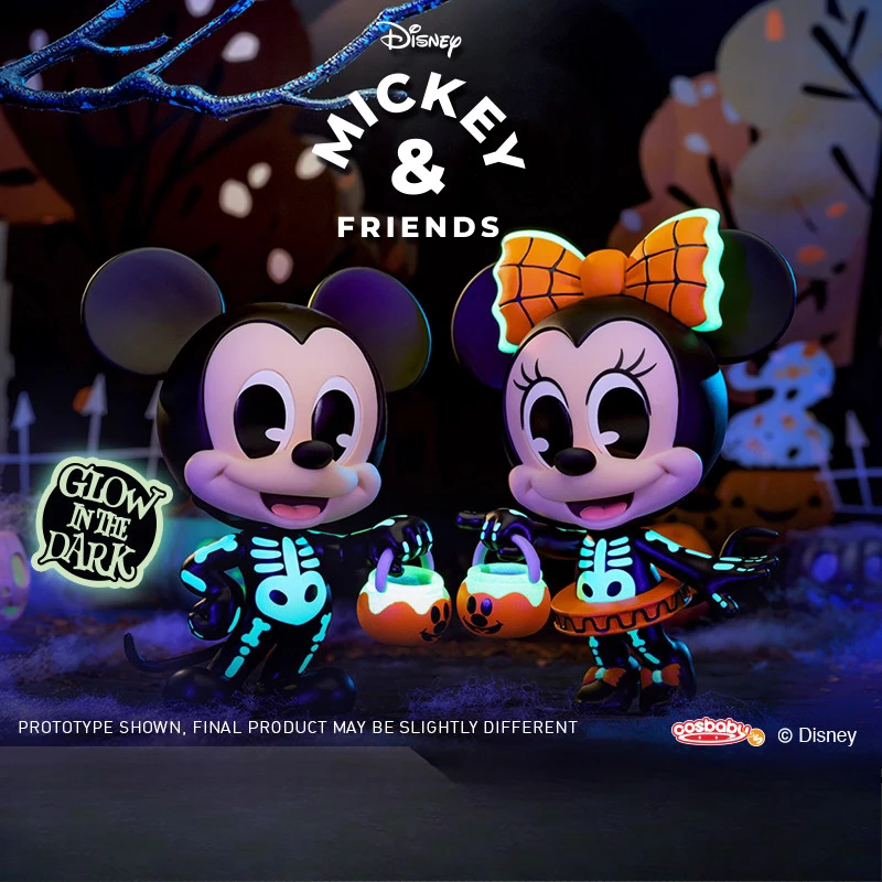 

Original Disney Mickey Mouse&Minnie (Skeleton Costume Edition) Limited Collection Figure Model Desktop Ornament Halloween Gift