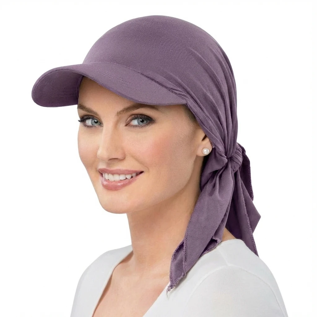 Damenmode Einfarbiger Turban-Hut Outdoor-Sonnenhut mit Krempe Gebogener Hut Baseballkappe Sonnenhüte Kopftuch Schal Femme – Detail 11