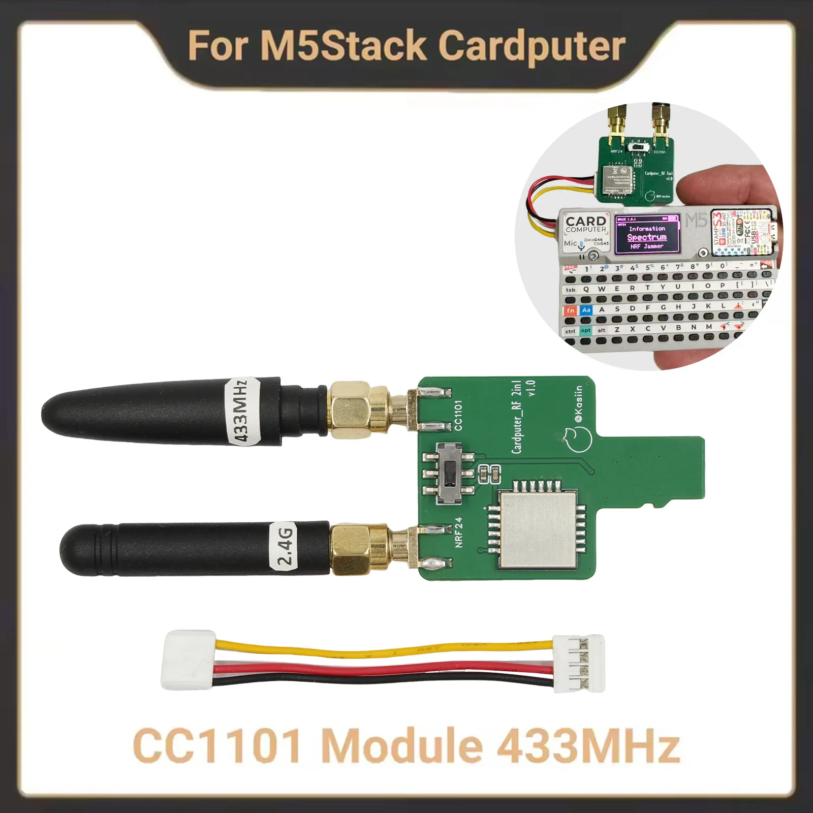 M5Stack Cardcomputer CC1101 433MHz+RF24 2-in-1 Module Bruce Firmware Adaptation