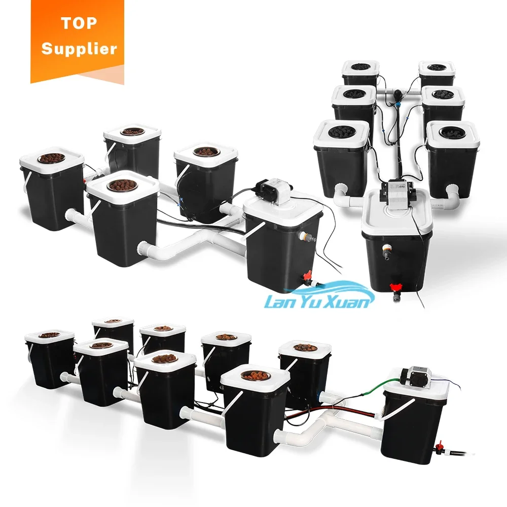 SunPlus New Deep Water Culture 5 Gallon 4 6 8 10 12 Site Bubble Flow Buckets DWC RDWC Hydroponic Growing System Kits