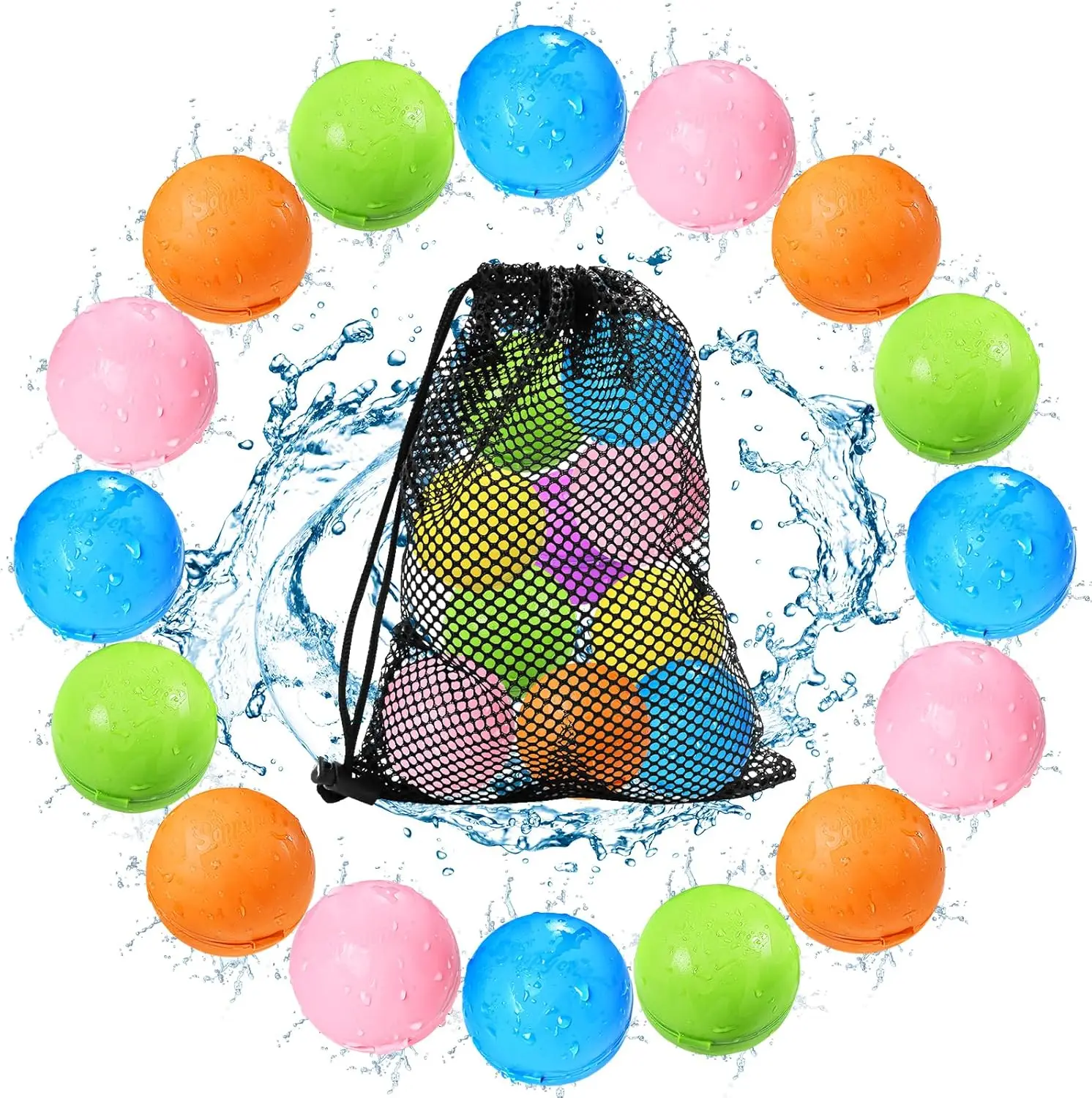 16 Pcs Reusable Magnetic Water Balloons,  Outdoor Activities Water Fights, Water Bomb Self-sealing Quick Fill, Beach Toys